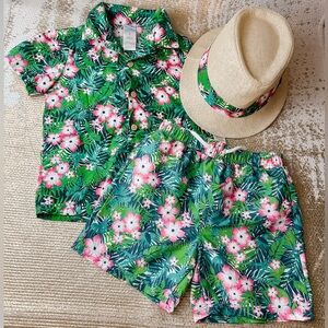 LITTLE LAD Toddler Boys 3-Piece Matching Tropical Vacation Swim/Beach Set | 3T